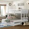 Dark Brown White Wood 4-in-1 Convertible Bunk Bed with Trundle and Ladder